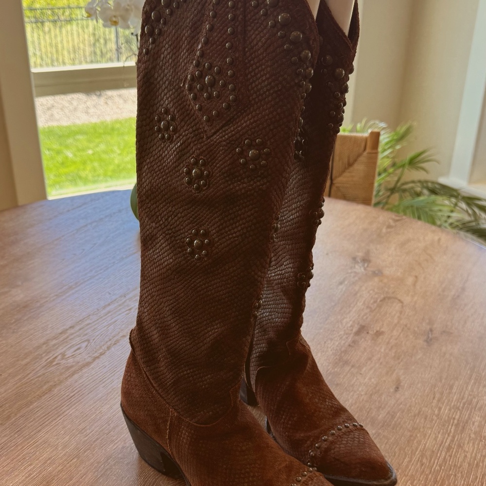 OLD GRINGO BRUSHED CHESTNUT TALL COWBOY BOOTS, Size 9B